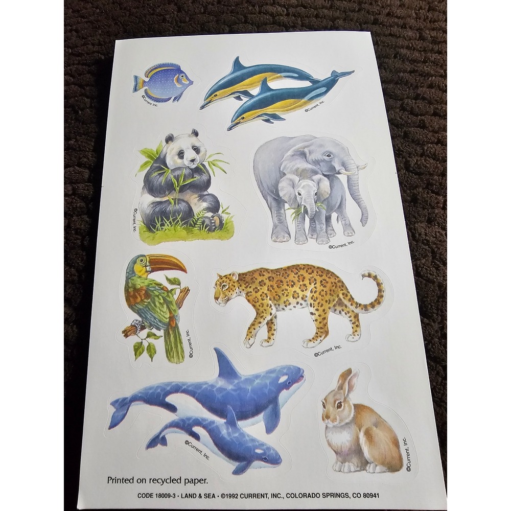 Vintage Current 1992 Land &‎ Sea 1 Sheet Of Stickers